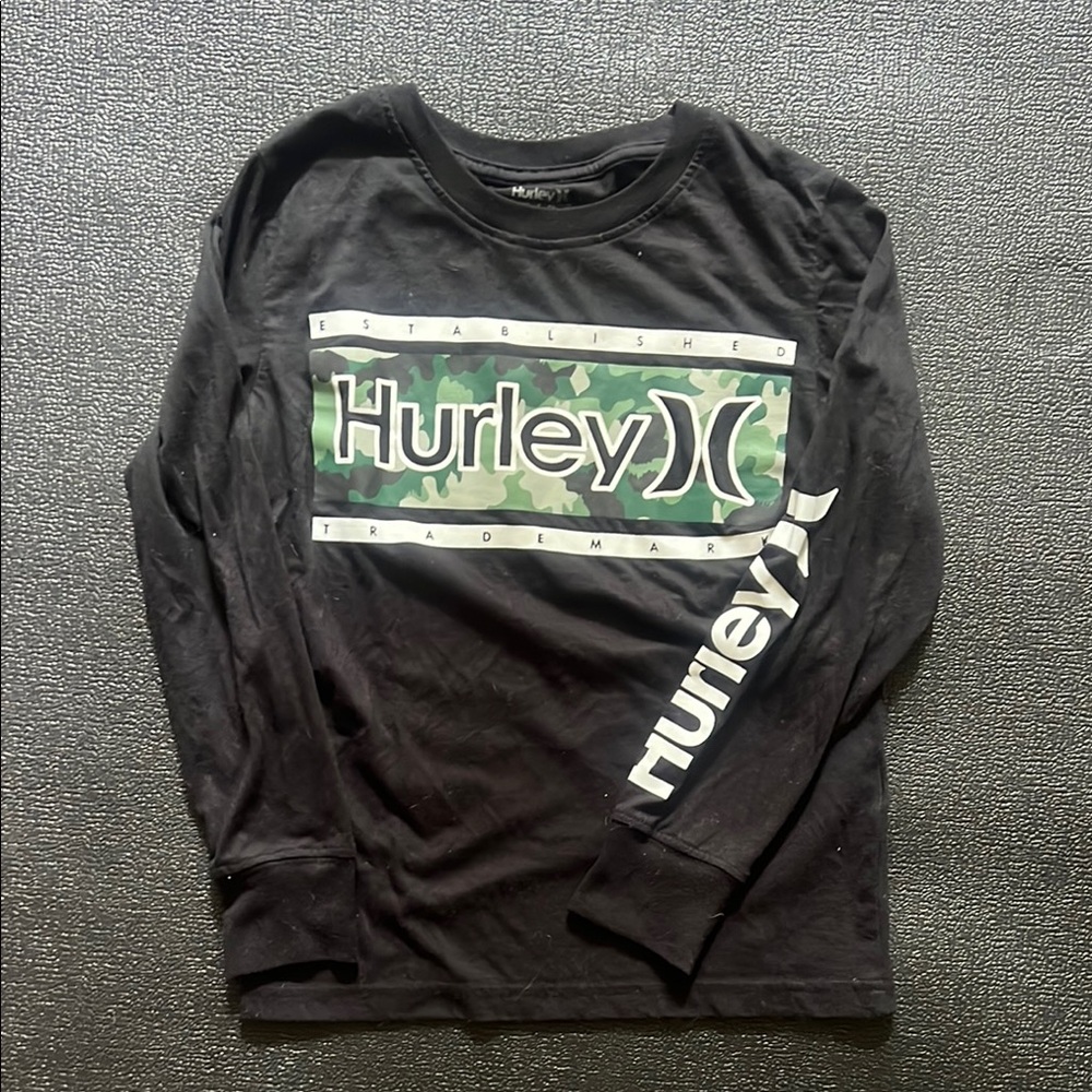 Hurley Black Long Sleeve Shirt with Camo Logo